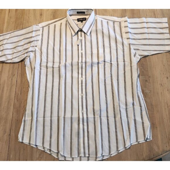 Botany 500 Shirt Vintage Button Down‎ Short Sleeve White Striped 17.5 NEW NWT - Picture 3 of 10